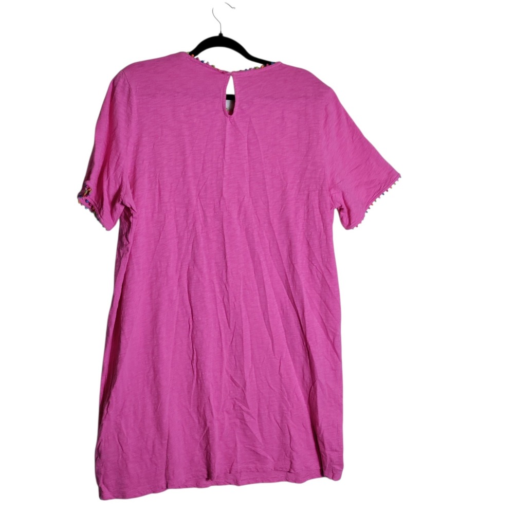Boden Pink Cotton Pom Pom Trim T-Shirt Dress Womens Plus Size 20-22 D1003